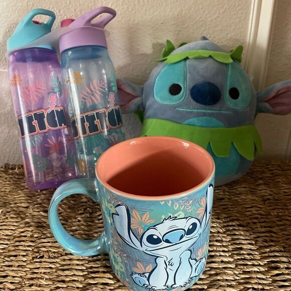 Disney Stitch Lot Hawaiian Plush Drink Tumblers Iridescent Parks Mug - Picture 14 of 14